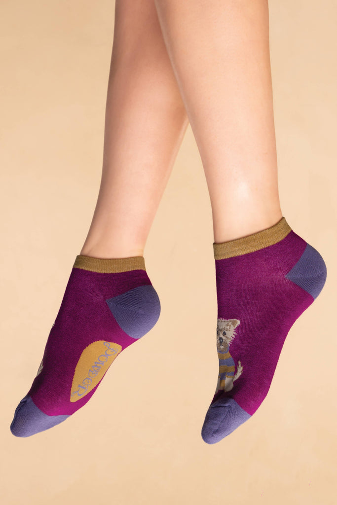 Powder Design inc - Wooly Westie Trainer Socks - Damson