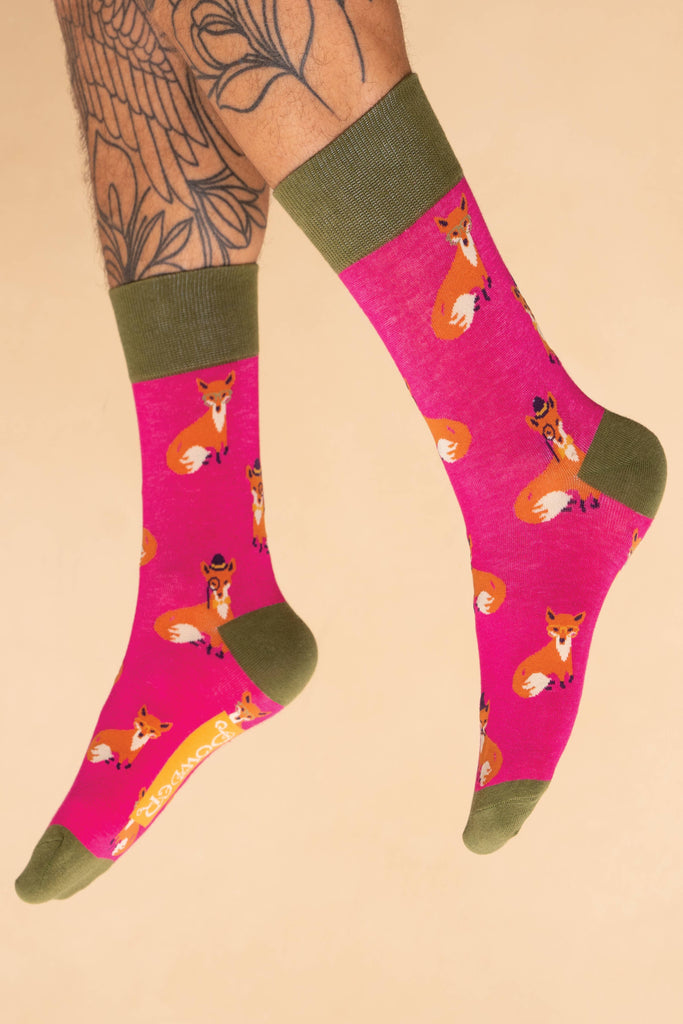 Powder Design inc - Men's Gentlemen Foxes Socks - Fuchsia