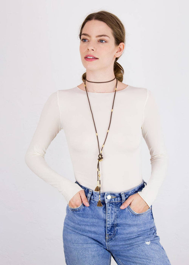 AMB Designs - Solid Raw Edge Second Skin Top in Off White