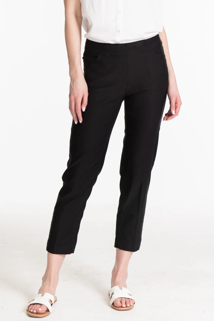 Multiples Pull-On Crop Pant with Real Pockets- Black