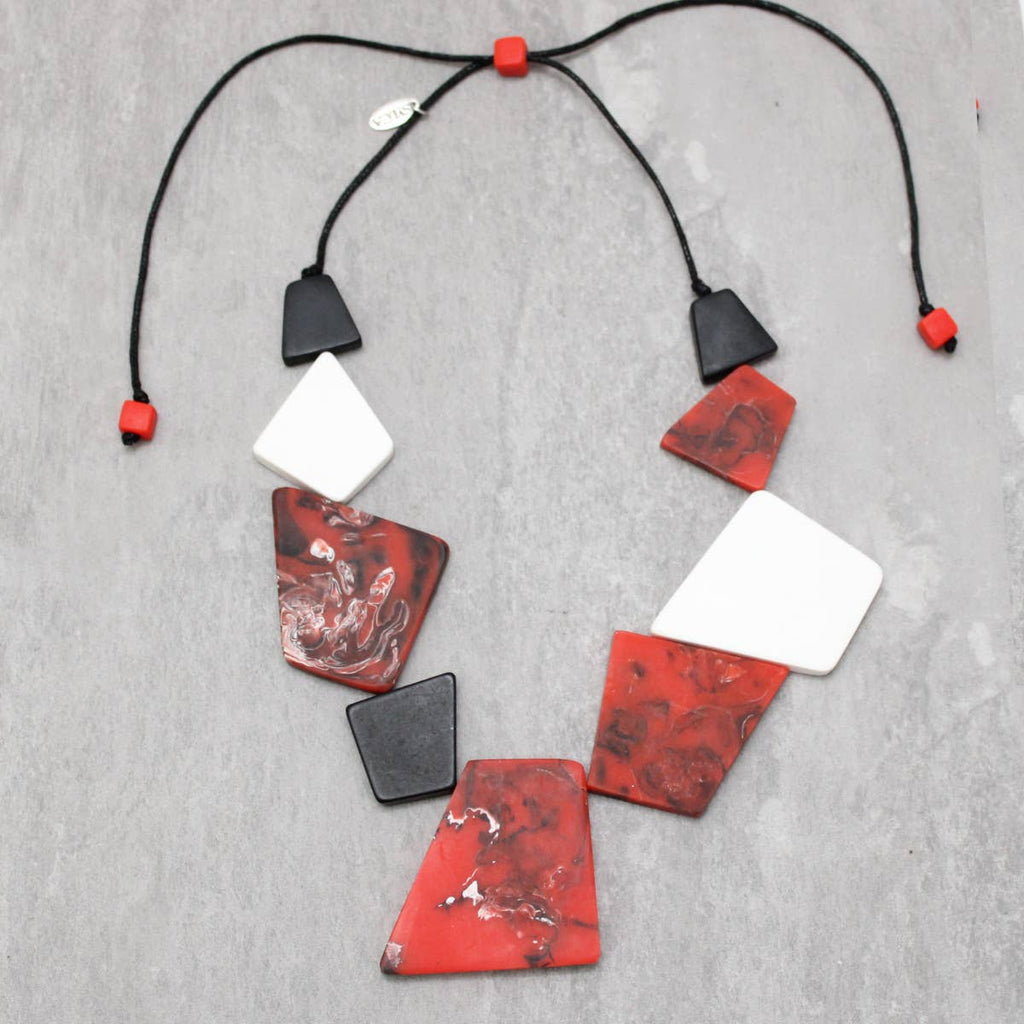 Sylca Designs - Black and Red Florence Statement Necklace