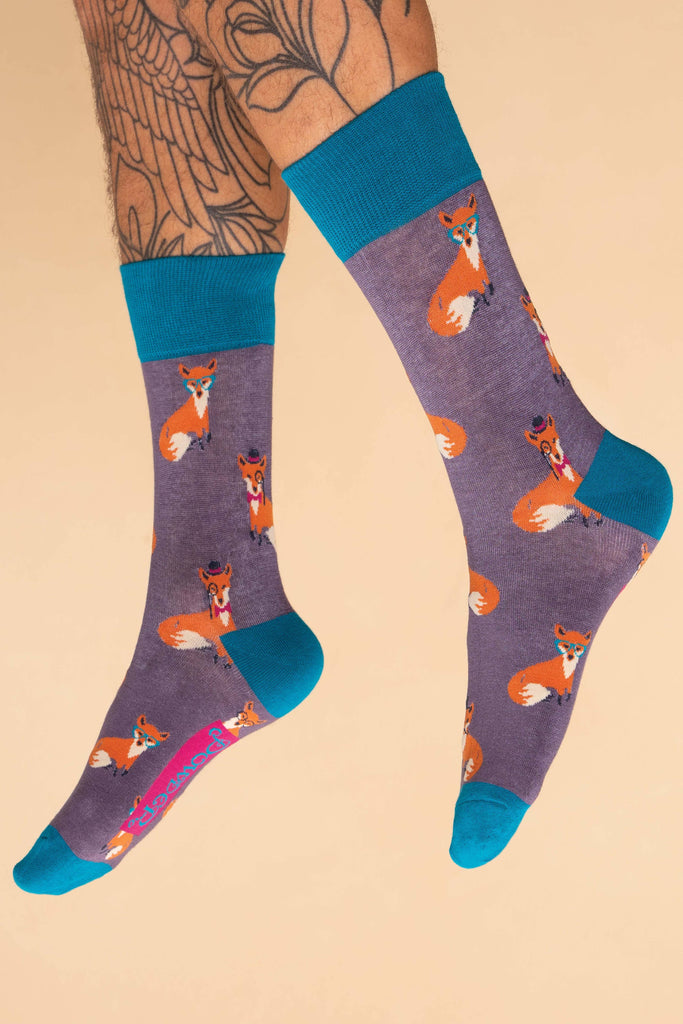 Powder Design inc - Gifting Men's Esteemed Fox Print Socks - Mauve