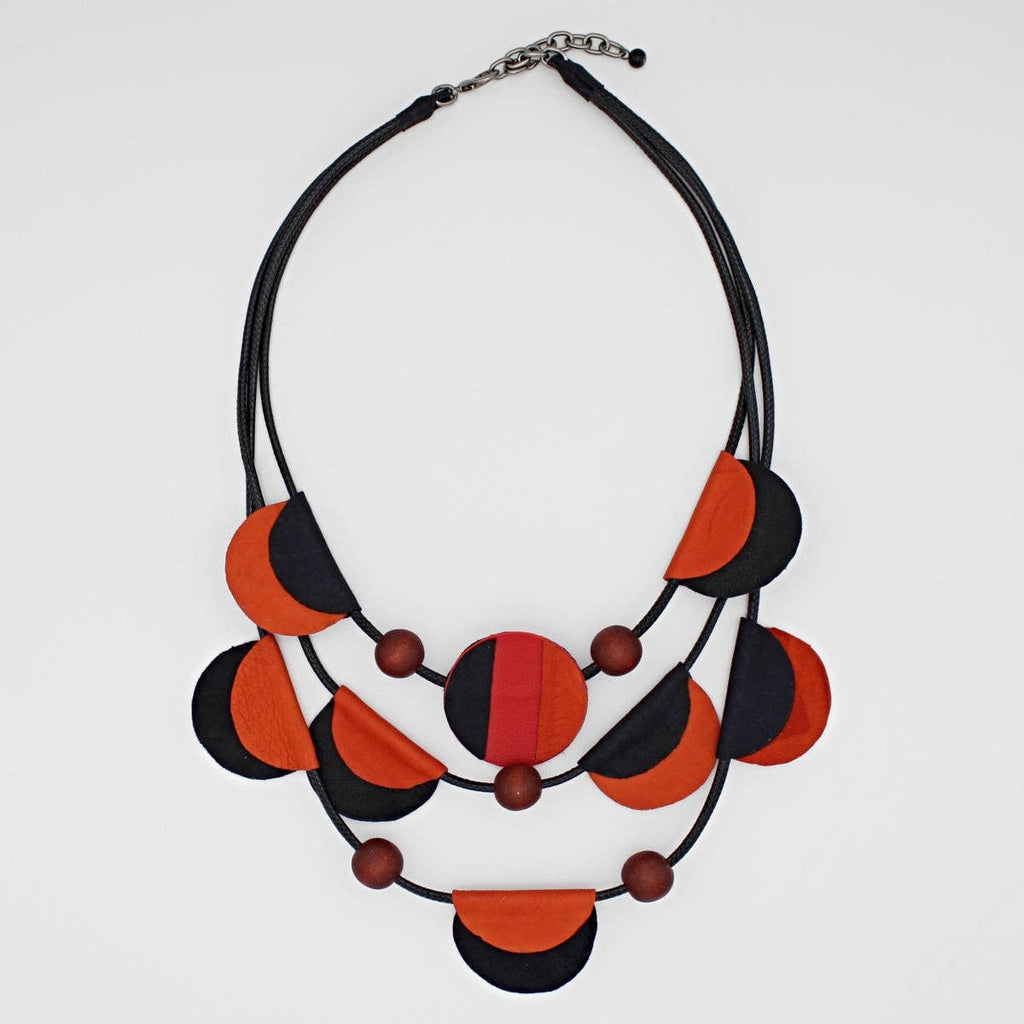 Sylca Designs - Orange Verona Leather Necklace