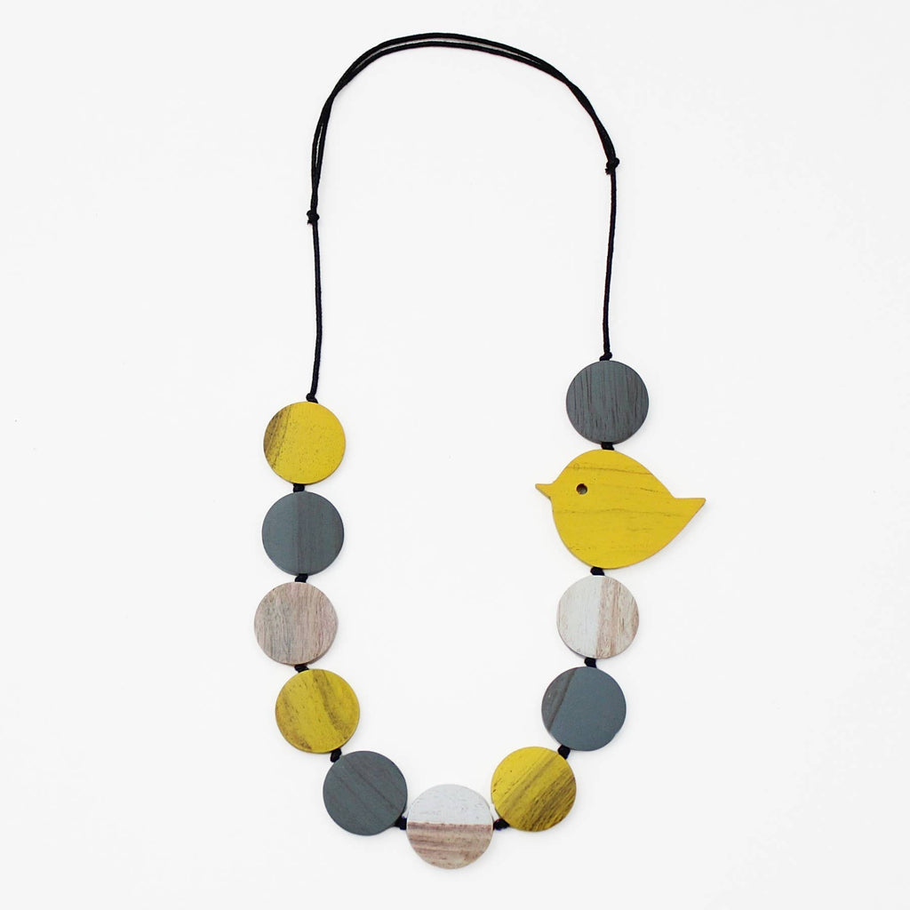 Sylca Designs Yellow Beaded Robin Necklace