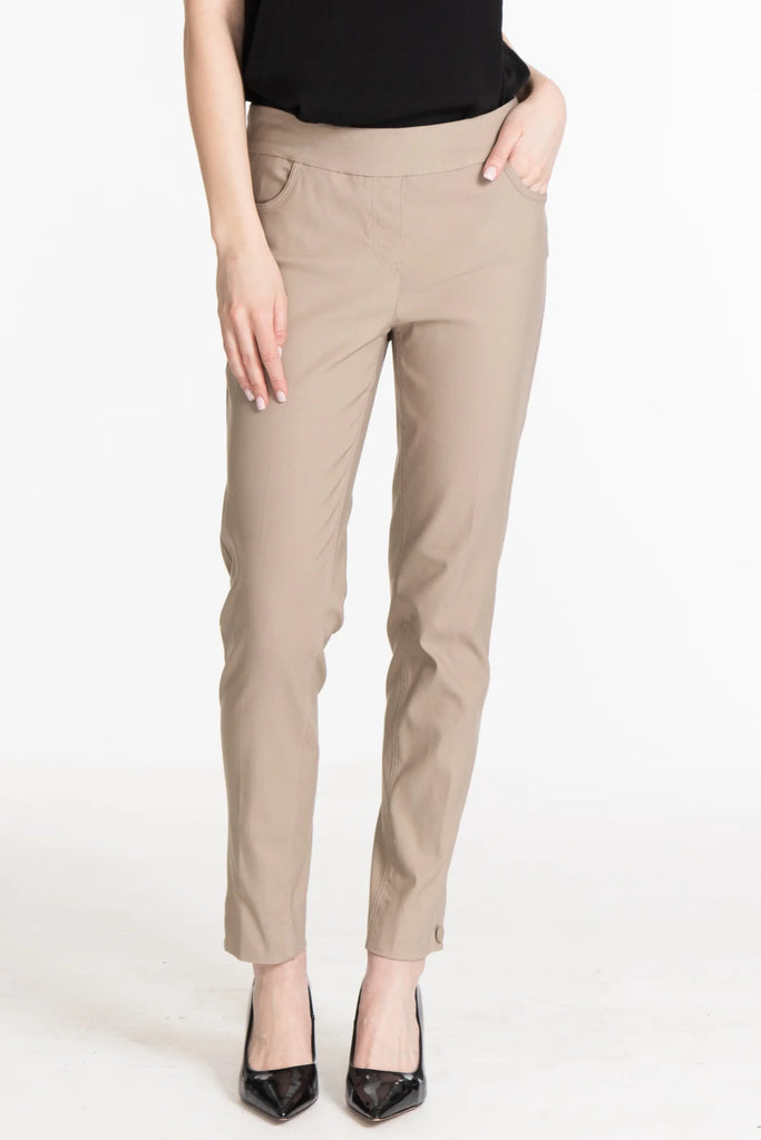 Multiples Pull On Ankle Pant- Stone