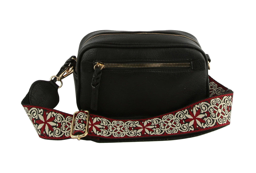 MiMi Boho Guitar Strap Crossbody Bag -Black