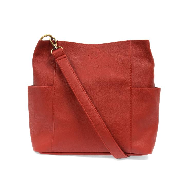 Joy Susan Kayleigh Side Pocket Bucket Bag- Red